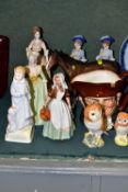 TEN PIECES OF ROYAL DOULTON, BESWICK, WEDGWOOD AND FRANKLIN PORCELAIN, including Royal Doulton '
