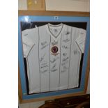 A SIGNED ASTON VILLA FOOTBALL SHIRT FOR THE 1982 EUROPEAN CUP FINAL , bears nineteen signatures to
