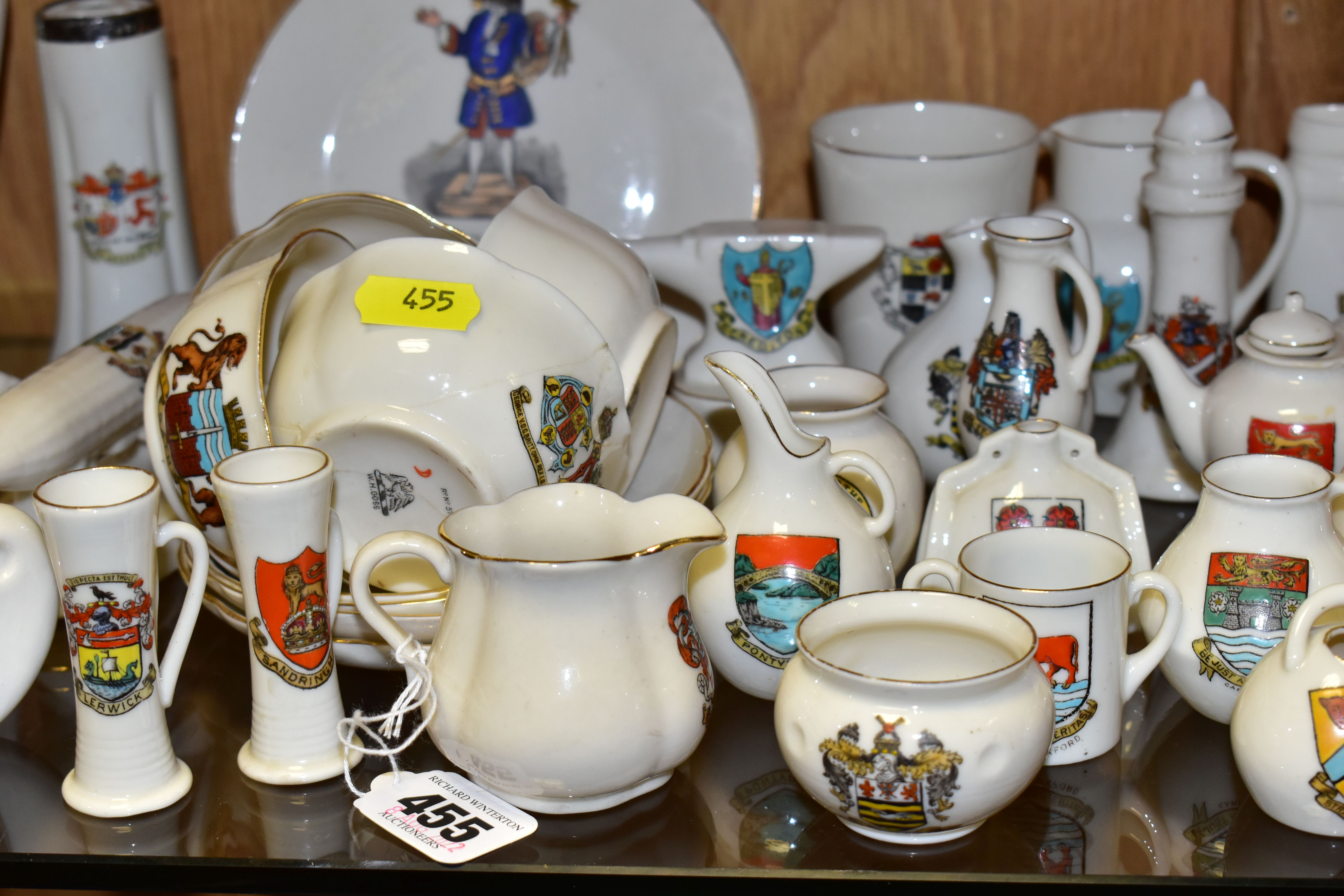 A COLLECTION OF CRESTED CHINA, the majority of pieces by Goss, items include an unmarked Zepplin - Image 3 of 8