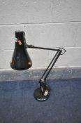 A BLACK FINISH HERBERY TERRY & SONS ANGLE POISE DESK LAMP