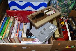 THREE BOXES OF BOOKS, BOXED CUTLERY AND SUNDRY ITEMS, thirty six books with titles to include