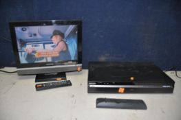 A GRUNDIG GU15WDT 15in TV with remote, along with a Sony RDR-HXD870 DVD recorder with remote (both