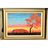 ROLF HARRIS (AUSTRALIAN 1930) 'ULURU SUNSET, SURPRISE SHOWER' a limited edition print on canvas of