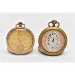 TWO OPEN FACE POCKET WATCHES, the first top winding, round engine turned pattern dial, signed '