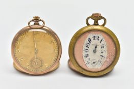 TWO OPEN FACE POCKET WATCHES, the first top winding, round engine turned pattern dial, signed '