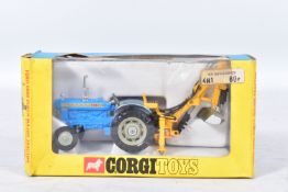 A BOXED CORGI TOYS FORD 5000 SUPER MAJOR TRACTOR WITH TRENCHING BUCKET, No.72, one hose has split,