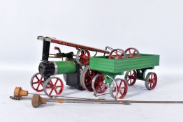 AN UNBOXED MAMOD LIVE STEAM TRACTION ENGINE, No.TE1A, not tested, playworn condition, funnel