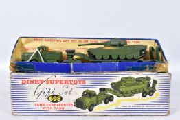 A BOXED DINKY SUPERTOYS THORNYCROFT MIGHT ANTAR TANK TRANSPORTER WITH CENTURION TANK, Gift Set No.
