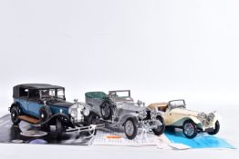 THREE UNBOXED FRANKLIN MINT CARS, all 1:24 scale, 1907 Rolls-Royce Silver Ghost, 1929 Rolls-Royce