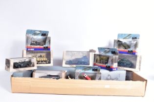 A COLLECTION OF BOXED CORGI AND ATLAS EDITIONS MILITARY VEHICLES MODELS, the Corgi models are the