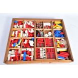 AN ORIGINAL WOODEN LEGO SYSTEM BOX, containing a quantity of 1960's and 1970's Lego, to include Fire