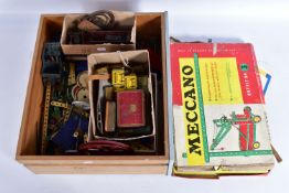 A BOXED MECCANO OUTFIT No.3, incomplete, box damaged with a quantity of loose and assorted