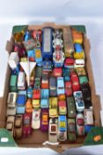 A QUANTITY OF UNBOXED AND ASSORTED PLAYWORN DIECAST VEHICLES, all are Dinky or Corgi models, to