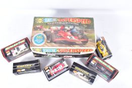 SIX BOXED SCALEXTRIC CARS, Ford Escort Mexico Special Build, No.C052, ELF Renault RS-01, No.C134,