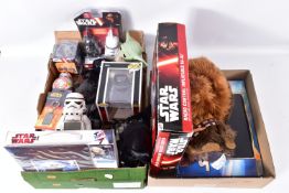 A QUANTITY OF MAINLY BOXED STAR WARS TOYS AND COLLECTIBLES, to include Royal Mail Souvenir Stamp