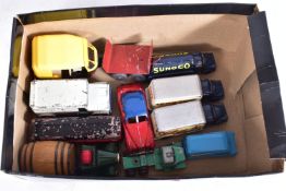 A QUANTITY OF UNBOXED AND ASSORTED PLAYWORN DIECAST AND TINPLATE VEHICLES, to include Tri-ang