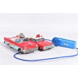 AN UNBOXED SWALLOW TOYS (JAPAN) TINPLATE BATTERY OPERATED FORD FALCON FIRE CHIEF CAR, not tested,