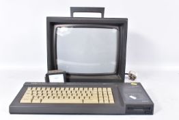 AN AMSTRAD 128K COLOUR PERSONAL COMPUTER & AMSTRAD STM 644 COMPUTER MONITOR, Amstrad computer and