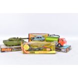 FOUR BOXED DIECAST VEHICLES, Corgi Toys Ford Escort, No.334, Sikorsky Skycrane U.S. Army Helicopter,