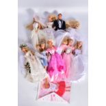 A QUANTITY OF UNBOXED AND ASSORTED MODERN MATTEL BARBIE DOLLS, majority in Wedding dresses or