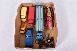 A QUANTITY OF UNBOXED AND ASSORTED PLAYWORN DIECAST VEHICLES, to include Dinky Supertoys Guy Van '