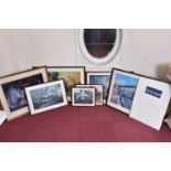 A COLLECTION OF FRAMED AND GLAZED RAILWAY PRINTS, to include two signed limited edition prints by