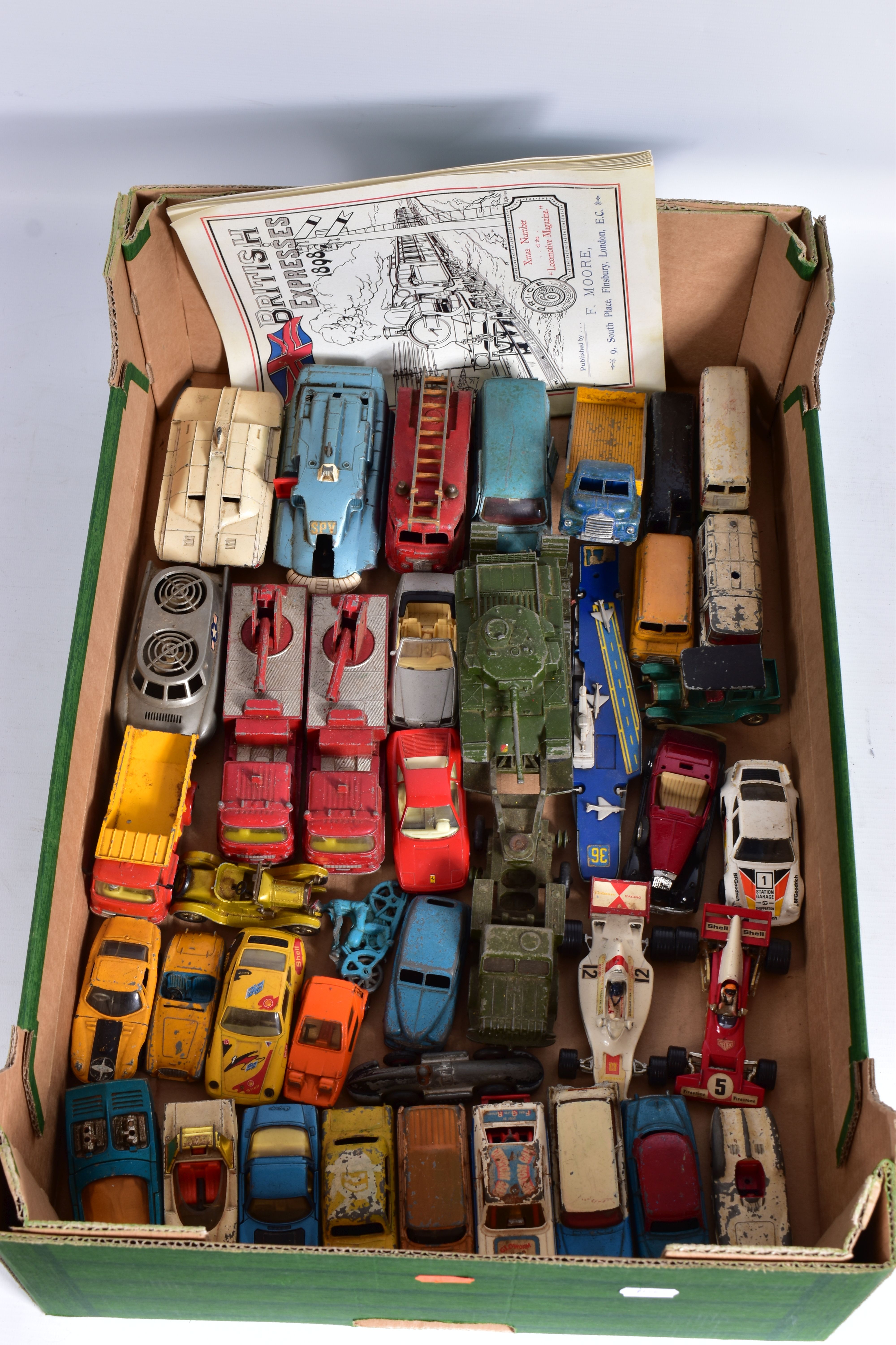 A QUANTITY OF UNBOXED AND ASSORTED PLAYWORN DIECAST VEHICLES, to include Corgi Toys Plymouth