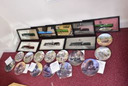 A COLLECTION OF STEAM LOCOMOTIVE PICTURE MIRRORS, all of famous locomotives of the Big 4 or