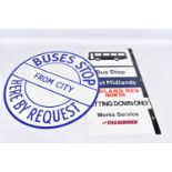 A BIRMINGHAM CORPORATION TRANSPORT REQUEST BUS STOP FLAG, circular double sided enamel sign,