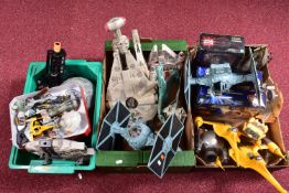A QUANTITY OF BOXED AND UNBOXED STAR WARS SHIPS, VEHICLES ETC., majority relating to Star Wars