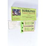 A BOXED SUBBUTEO TABLE SOCCER SUPER SET, comprising two of the earlier flat celluloid teams, referee