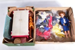 A 1960'S PEDIGREE SINDY DOLL, CLOTHING AND ACCESSORIES, marked 'Made in England' dressed in Air