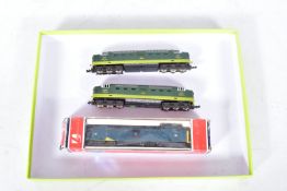 THREE LIMA N GAUGE CLASS 55 DELTIC LOCOMOTIVES, 2 x unboxed 'Meld' No.D9003, B.R. two tone green