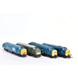 FOUR UNBOXED HORNBY RAILWAYS OO GAUGE CLASS 37 LOCOMOTIVES, No's. D6975, repainted B.R. green