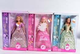 THREE BOXED MODERN MATTEL MASQUERADE BALL BARBIE DOLLS, (M3443, M3444, M6345), all appear complete