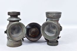 A PAIR OF LUCAS KING OF THE ROAD CAR LAMPS, No.F146, with a Klaxon Horn (working order), possibly