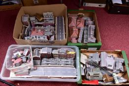 A LARGE COLLECTION OF OO GAUGE MODEL RAILWAYS BUILDINGS AND ACCESSORIES, mainly constructed