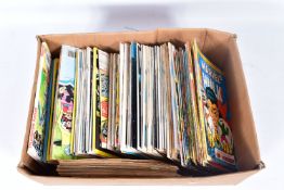 A BOX OF COMICS, predominantly Marvel and Marvel UK, including Captain Britain number 1 (first