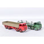 AN UNBOXED DINKY SUPERTOYS FODEN FLAT TRUCK WITH CHAINS, No.505/905, 2nd type cab, green cab,