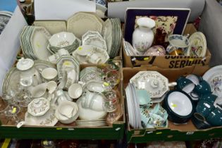 FOUR BOXES OF CERAMICS AND DINNERWARE, to include Royal Worcester 'Berkshire' pattern milk jug,