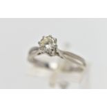 AN 18CT WHITE GOLD DIAMOND SINGLE STONE RING, the brilliant cut diamond within a high claw