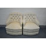 A PAIR OF CREAM UPHOLSTERED BEDROOM CHAIRS (good condition)