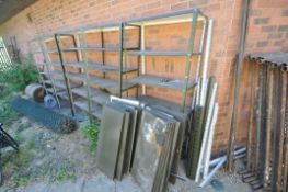 FIVE ASSEMBLED METAL SHELVING UNITS, each with six shelves, width 87cm x depth 39cm x height