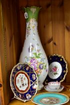 A GROUP OF CERAMICS, to include a tall late nineteenth/ early twentieth century continental vase,