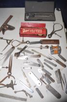 A TUB CONTAINING VARIOUS TOOLS to include a quantity of Moore and Wright of Sheffield, Starrett,