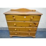 A PINE CHEST OF FOUR LONG DRAWERS, width 83cm x depth 38cm x height 84cm