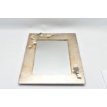 A 'MAPPIN & WEBB' SILVER PLATED MIRROR, of a polished rectangular form, decorated with applied