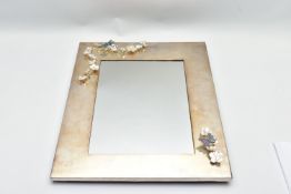 A 'MAPPIN & WEBB' SILVER PLATED MIRROR, of a polished rectangular form, decorated with applied