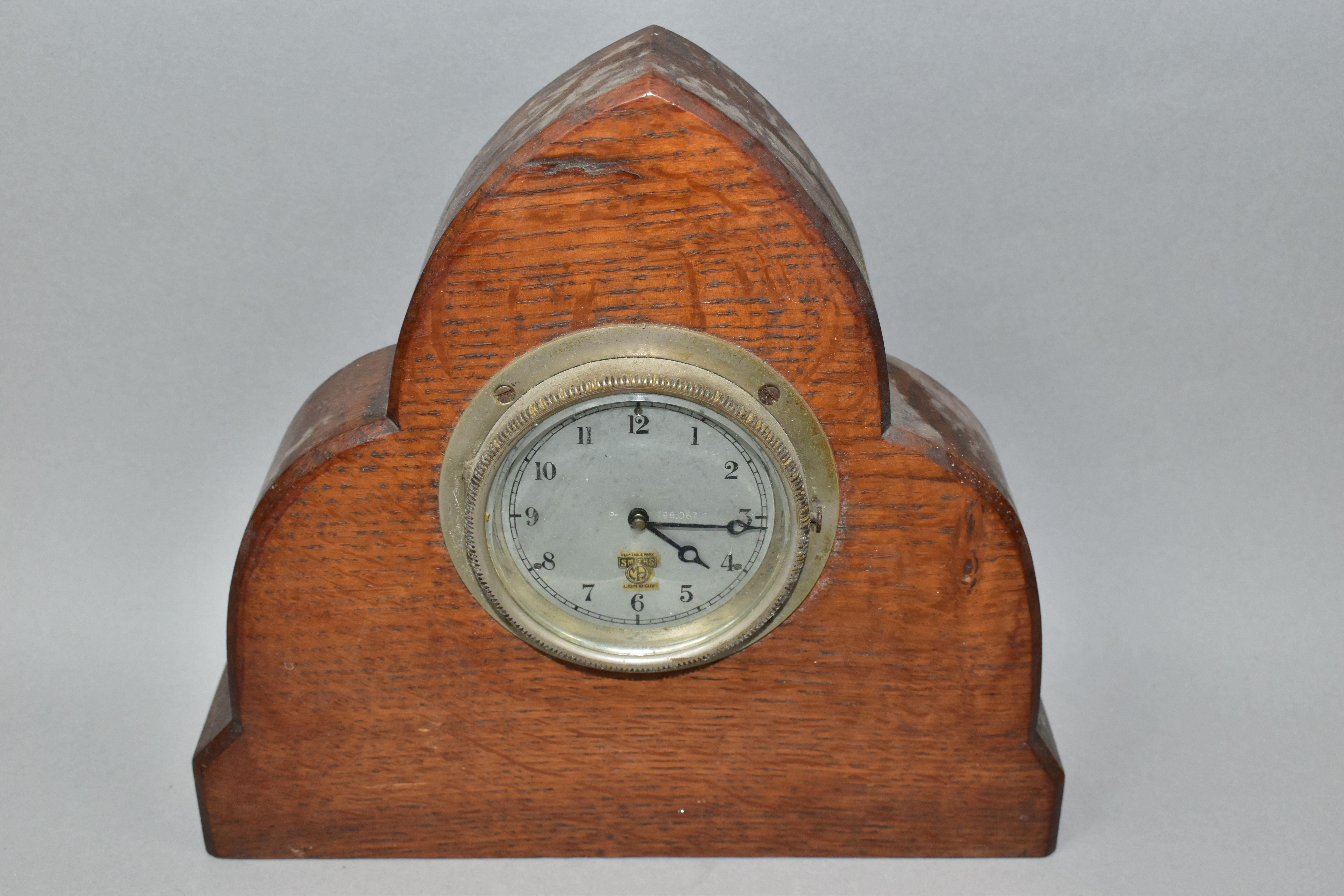 FIVE CLOCKS, comprising a square Art Deco Little Boy Blue wall clock with ceramic dial marked ' - Bild 2 aus 6