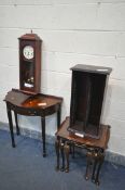 A SELECTION OF MAHOGANY FURNITURE, to include a half moon table with a single drawer, a nest of